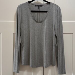 WHBM Top in Charcoal Long Sleeve Round Neck Top - Size Large